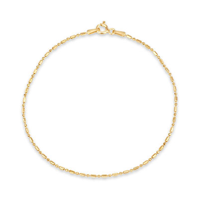 Made in Italy Womens 14K Gold Over Silver 7.5 Inch Solid Bead Chain Bracelet