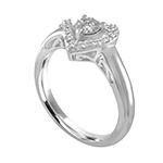Promise My Love Womens 1/10 CT. T.W. Genuine White Diamond Sterling Silver Heart Promise Ring