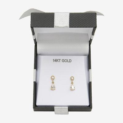Womens Cubic Zirconia 14K Gold Drop Earrings