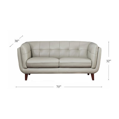 Solana Sharkfin-Arm Leather Loveseat