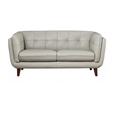 Solana Sharkfin-Arm Leather Loveseat