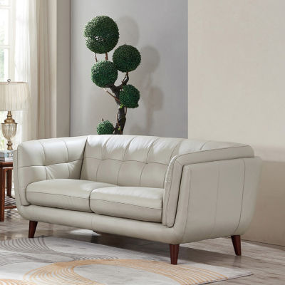 Solana Sharkfin-Arm Leather Loveseat