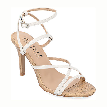 Journee Collection Womens Fylissa Heeled Sandals, 9 Medium, White