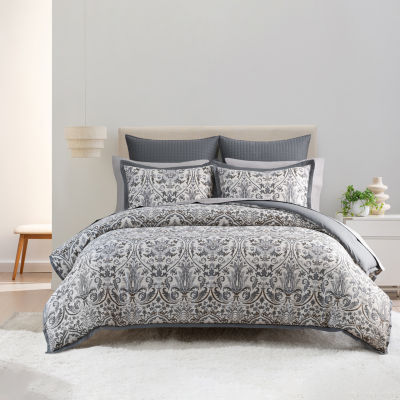 Fieldcrest Heritage Leafy Damask 3pc. Comforter Set, Color Graphite