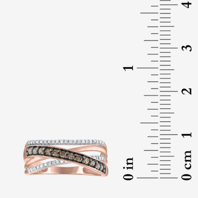 Womens 1/3 CT. T.W. Natural Champagne Diamond 10K Rose Gold Crossover Band