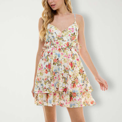 City Triangle Juniors Sleeveless Floral Fit + Flare Dress