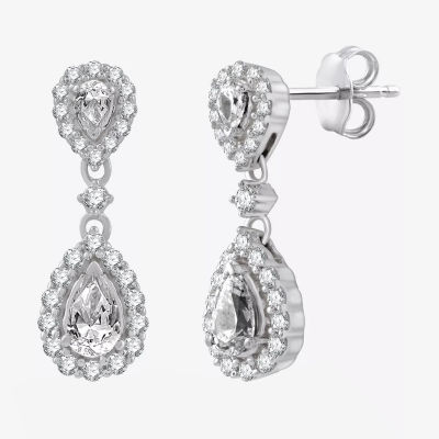 (G-H / Si2-I1) 1 CT. T.W. Lab Grown White Diamond 10K White Gold Pear Drop Earrings