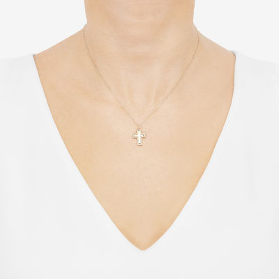 Womens 10K Gold Cross Pendant Necklace