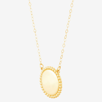 Womens 10K Gold Circle Pendant Necklace