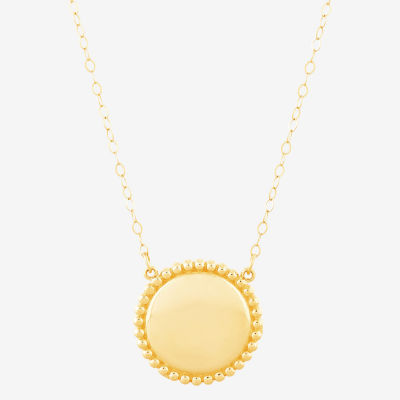 Womens 10K Gold Circle Pendant Necklace