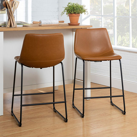 2-pc. Faux Leather Kitchen Counter Stools, One Size, Brown