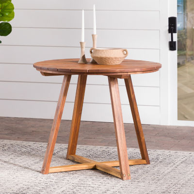 Round Wood-Top Dining Table