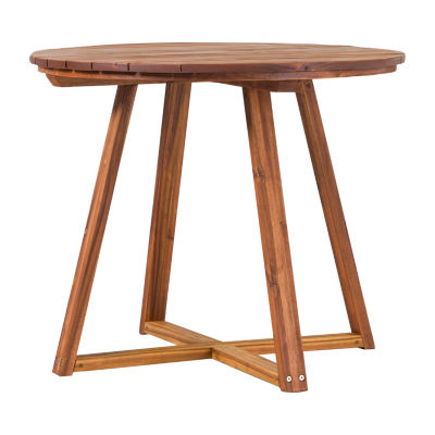 Round Wood-Top Dining Table