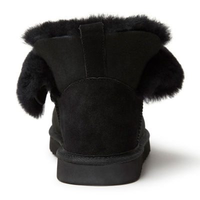 Dearfoams Women'S Perth Genuine Shearling Fold Down Womens Memory Foam Bootie Slippers