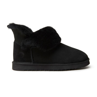 Dearfoams Women'S Perth Genuine Shearling Fold Down Womens Memory Foam Bootie Slippers