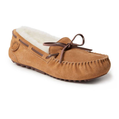 Dearfoams Fireside Victoria Genuine Shearling Womens Moccasin Slippers