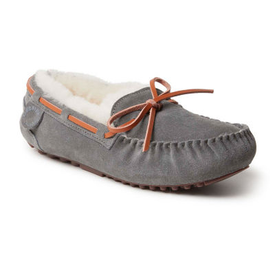 Dearfoams Fireside Victoria Genuine Shearling Womens Moccasin Slippers