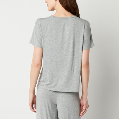 Ambrielle Womens Short Sleeve Crew Neck Pajama Top