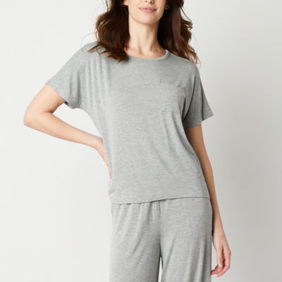 Ambrielle Womens Short Sleeve Crew Neck Pajama Top