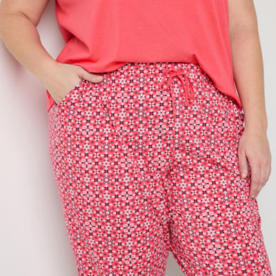 Liz Claiborne Womens Plus 2-pc. Henley Neck Short Sleeve Capri Pajama Set