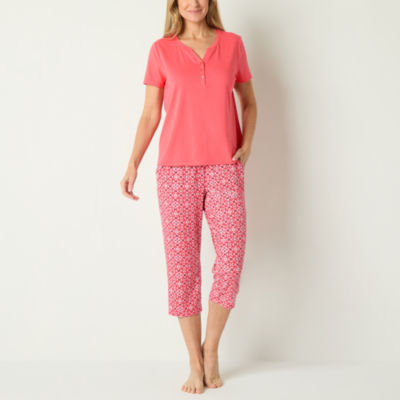 Liz Claiborne Womens Short Sleeve 2-pc. Pant Pajama Set