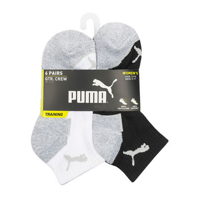 PUMA 6 Pair Quarter Ankle Socks Womens