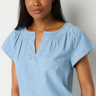 St. John's Bay Tall Womens Short Sleeve Blouse