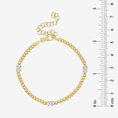 Diamond Addiction (G-H / Si2-I1) 10K Gold 8 Inch Hollow Curb Chain Bracelet