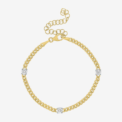 Diamond Addiction (G-H / Si2-I1) Womens 10K Gold 8 Inch Hollow Curb Chain Bracelet