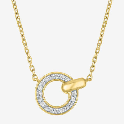 Diamond Addiction (G-H / I1-I2) Womens 1/10 CT. T.W. Lab Grown White Diamond 14K Gold Over Silver Circle Pendant Necklace