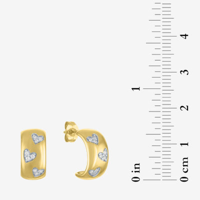 Diamond Addiction (G-H / Si2-I1) C-Hoop 1/10 CT. T.W. Lab Grown White Diamond 14K Gold Over Silver 14mm Hoop Earrings