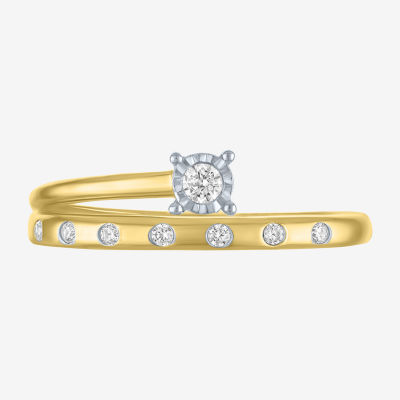 Diamond Addiction (G-H / Si2-I1) Womens 1/10 CT. T.W. Lab Grown White 14K Gold Over Silver Cocktail Ring