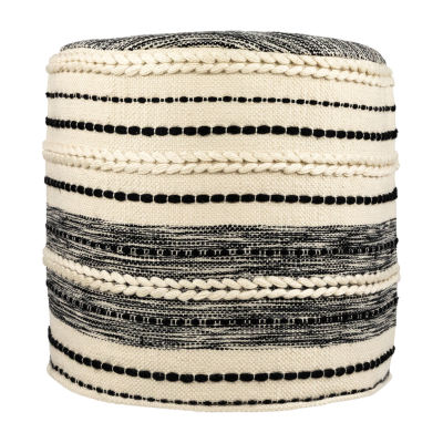 Northlight 18" Striped And Black Woven Pouf Floor Pillow