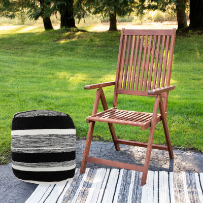 Northlight 18" Black And White Stripe Woven Pouf Floor Pillows