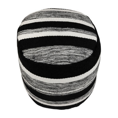 Northlight 18" Black And White Stripe Woven Pouf Floor Pillows