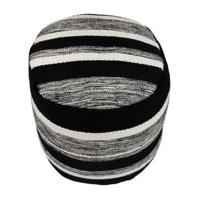 Northlight 18" Black And White Stripe Woven Pouf Floor Pillow