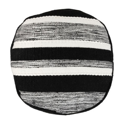 Northlight 18" Black And White Stripe Woven Pouf Floor Pillow