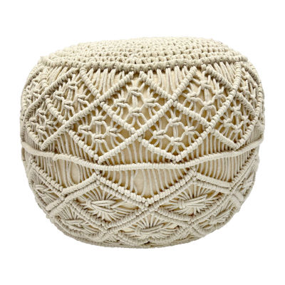 Northlight 18" Solid Handmade Natural Cotton Pouf Floor Pillow