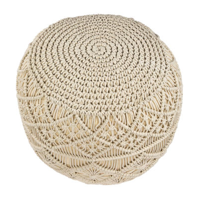 Northlight 18" Solid Handmade Natural Cotton Pouf Floor Pillow