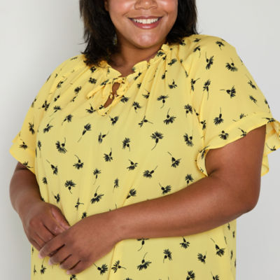 liz claiborne womens split tie neck short sleeve blouse