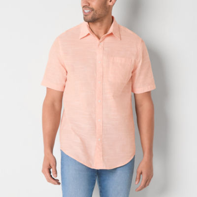 St. John's Bay Linen Dexterity Mens Easy-on + Easy-off Adaptive Classic Fit Short Sleeve Button-Down Shirt