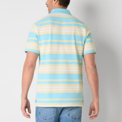 St. John's Bay Essential Striped Oxford Mens Slim Fit Short Sleeve Polo Shirt