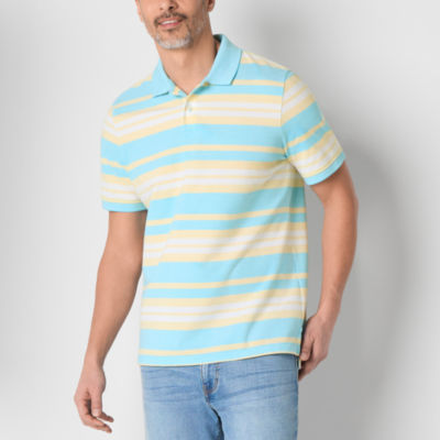 St. John's Bay Essential Striped Oxford Mens Slim Fit Short Sleeve Polo Shirt