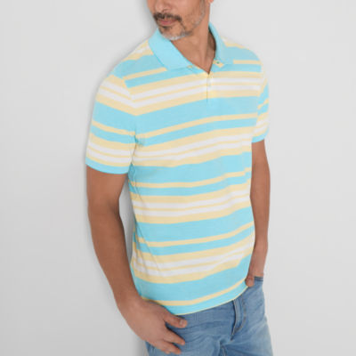 St. John's Bay Essential Striped Oxford Mens Slim Fit Short Sleeve Polo Shirt