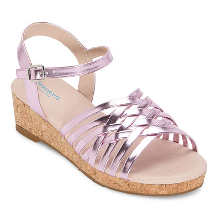 Thereabouts Big Girls Olive Wedge Sandals, 3 Medium, Pink