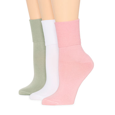 Mixit Everyday Essential Womens 3 Pair Turncuff Socks, 4-10, Green