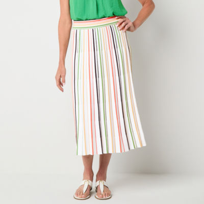 Liz Claiborne Womens Mid Rise Midi Pleated Skirt