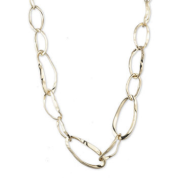 Worthington Silver Tone Padlock Charm 17 Inch Link Collar Necklace, Color:  Silver - JCPenney