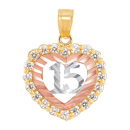 Womens 14K Gold Heart Pendant, One Size