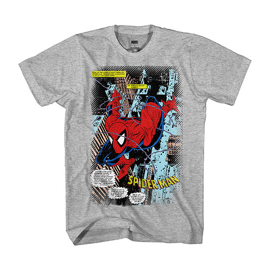 Spiderman Mens Crew Neck Short Sleeve Regular Fit Avengers Marvel Spiderman Graphic T-Shirt